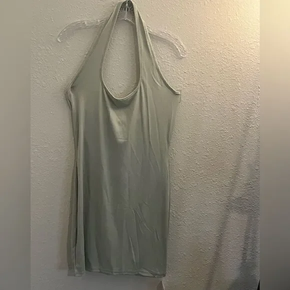 Pastel Green Bodycon Halter Dress - Picture 7 of 9